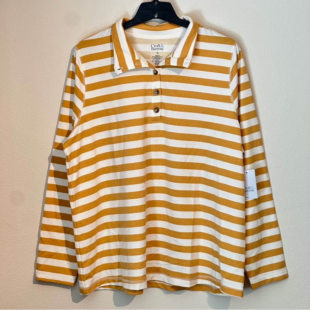 Croft & Barrow Mustard and White Polo